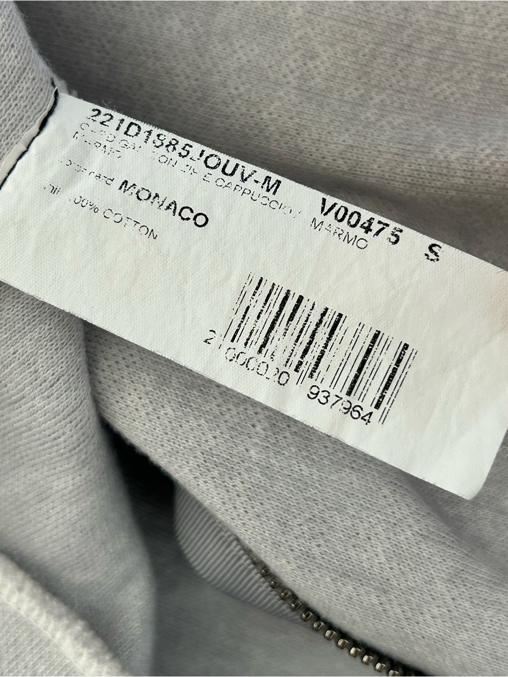 Avant Toi Light Gray Zip Cotton Hoodie - Picture 7 of 14